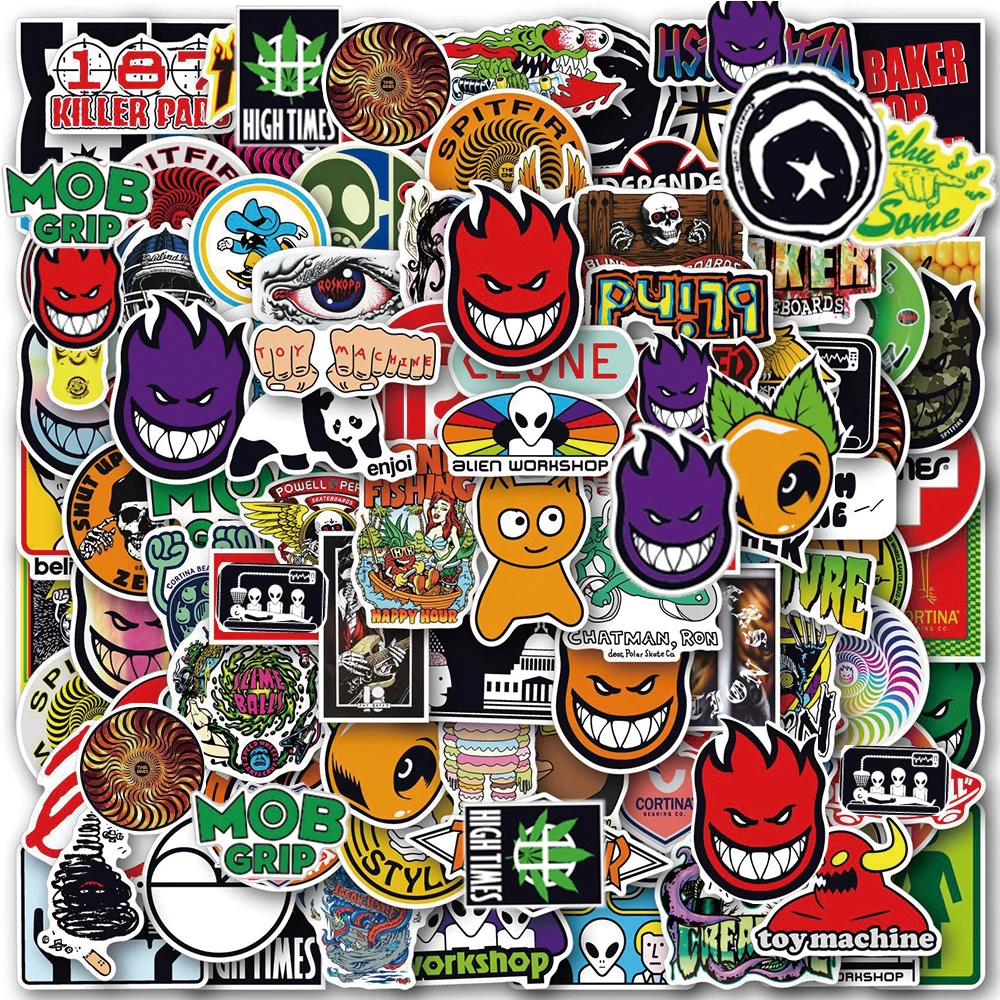 

10/30/50/100Pcs Fashion Brand Logo Stickers Decals Waterproof DIY Computer Luggage Stationery Fridge Cool Cartoon Stickers Toys
