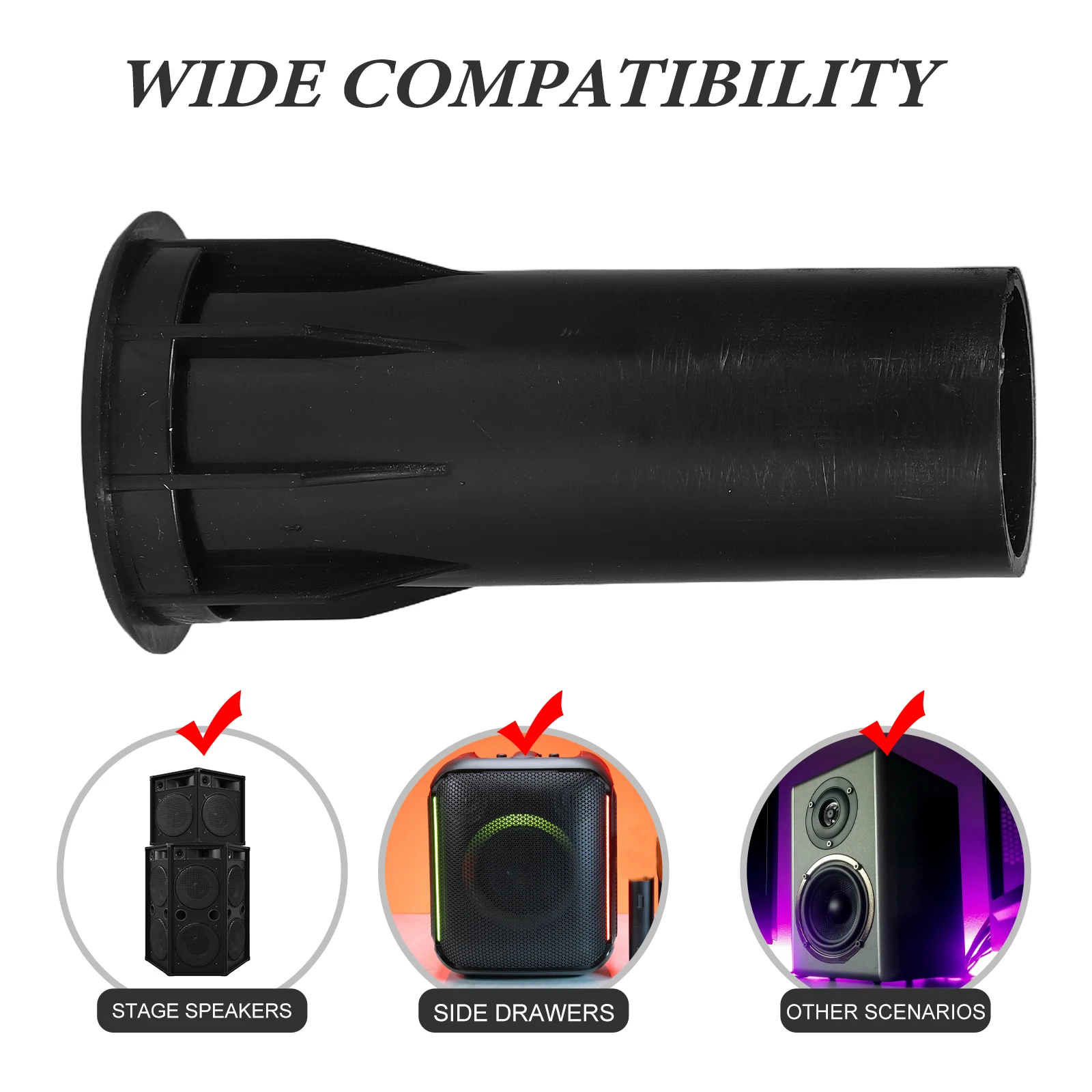 8 قطعة أنابيب منفذ مكبر الصوت الأسود الأنيق لتحسين أداء الجهير في إعدادات الصوت المنزلية أنابيب منفذ الهواء منفذ مكبر الصوت تنفيس #3