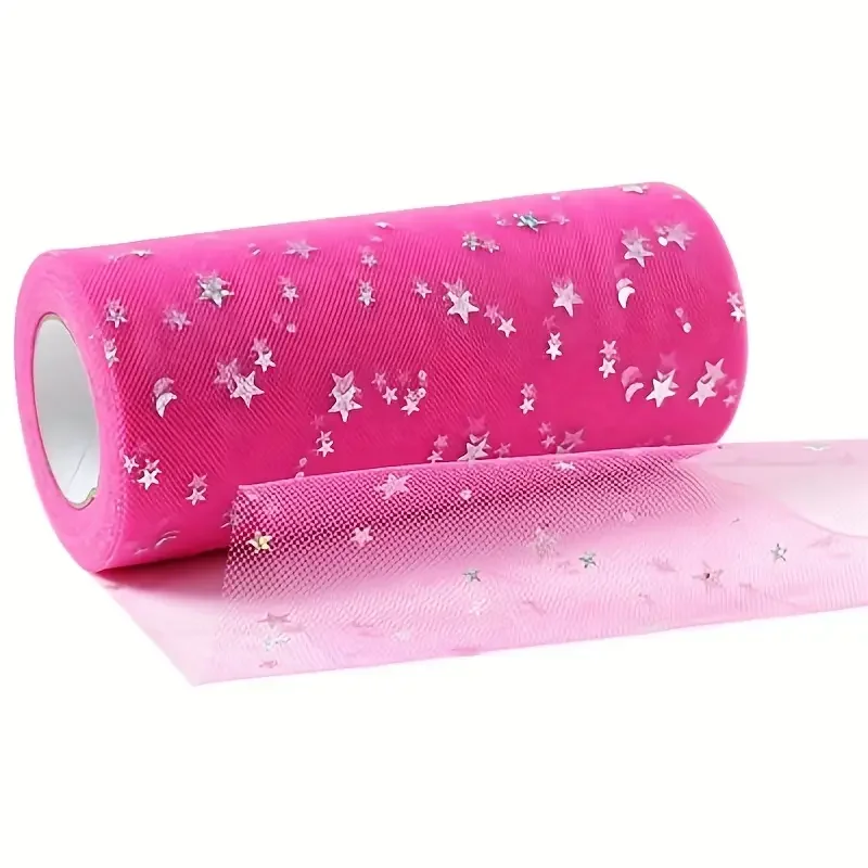 Sequin Stars Moon Tulle Roll 15cm X 22.8m Used For Wedding Decorations, Baby Showers And Various Party DIY