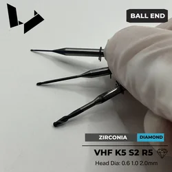 U030-R2-40 Z060-R2D-40 Z100-R2D-40 Z200-R2D-40 Double Tooth Radius Cutter 40mm Diamond Coated Zirconia Milling Burs for VHF K5