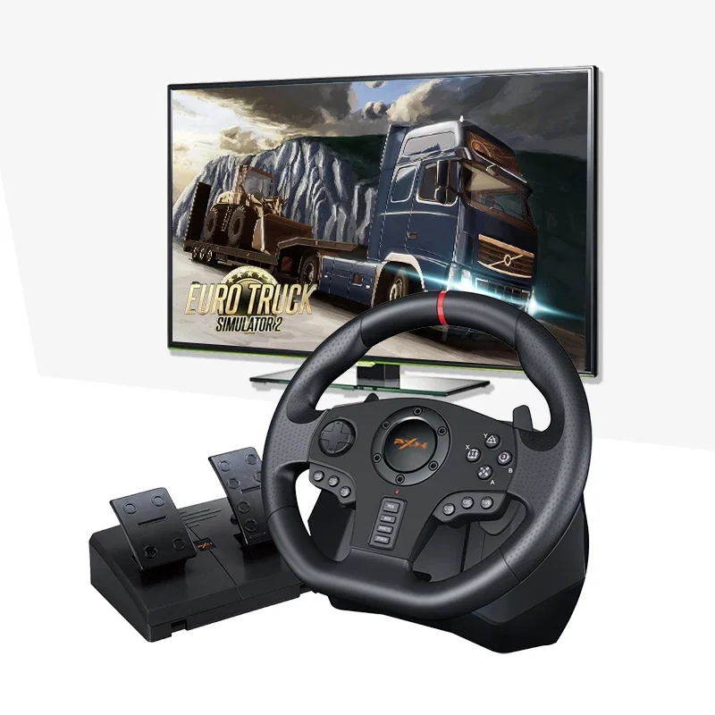 PXN V900 900 Degree Wired Anti-Slip Vibration Racing Wheel for PS3, Video Game Racing Steering wheel for ps4 With Dual Pedals