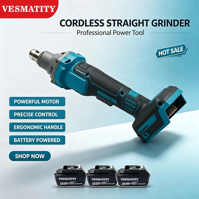 4-Gears Brushless Die Grinder Straight Grinder with Chuck for Grinding Polishing Engraving for 18V-20V Battery Heavy Duty