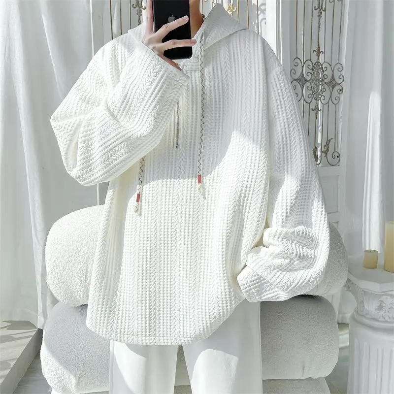 New original half-zip loose casual sweatshirt for men 2024 spring and autumn design niche hoodie heavy jacket harajuku trend y2k