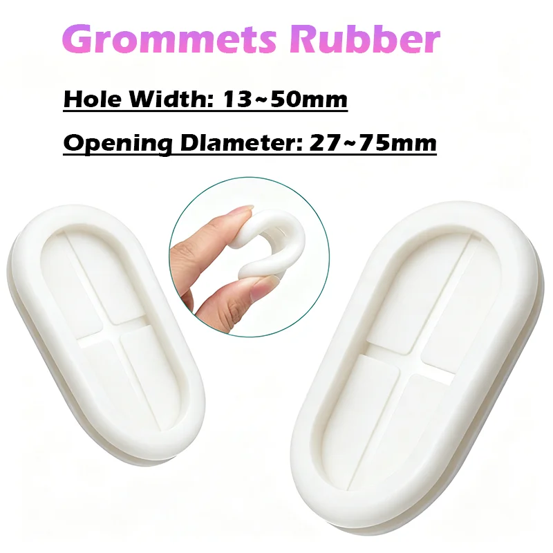 Peijian Sided Rubber Oval Double Grommets Cable Wiring Protect Bushes Sealing Cap Hole Plug White For Wire Cable Seal Ring