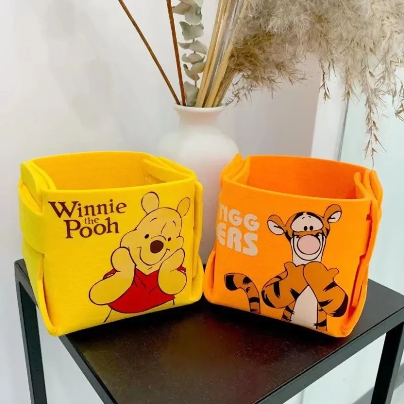 

2Pcs Disney Winnie The Pooh Pattern Folding Felt Storage Box Anime Accessories Lotso Dumbo Pen Holder Kawaii Snack Storage Box
