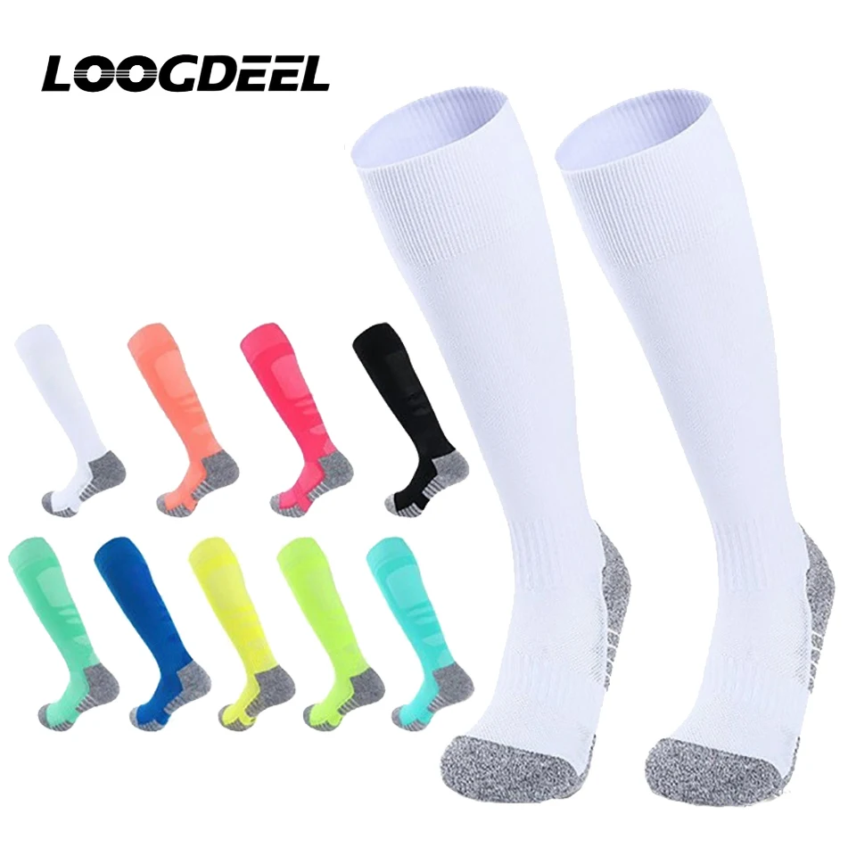 

Loogdeel 1Pair Wear Resistant Knee High Football Socks for Men And Women Thickened Compression Long Tube Soccer Socks Unisex