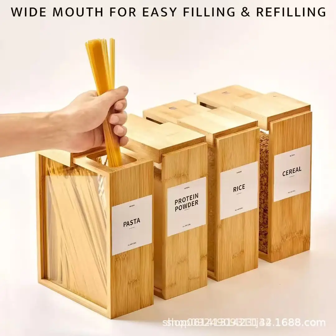 

Household Multifunctional Wooden Grain Storage Box Kitchen Bean Storage Box Beans Oatmeal Wooden Storage