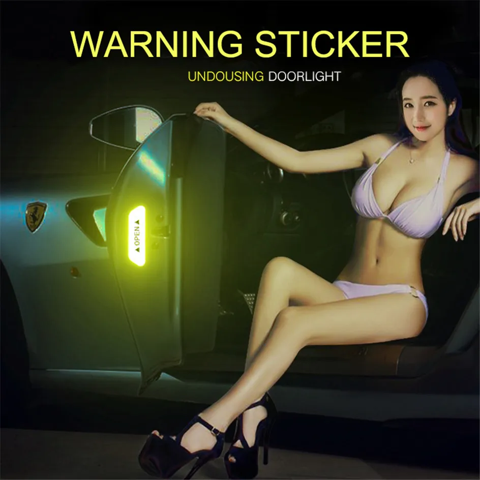 4PCS/set Car Reflective Strips Warning Stickers For VW Volkswagen Polo Golf 4 5 6 T5 Passat B6 Touran Beetle Car Door Stickers