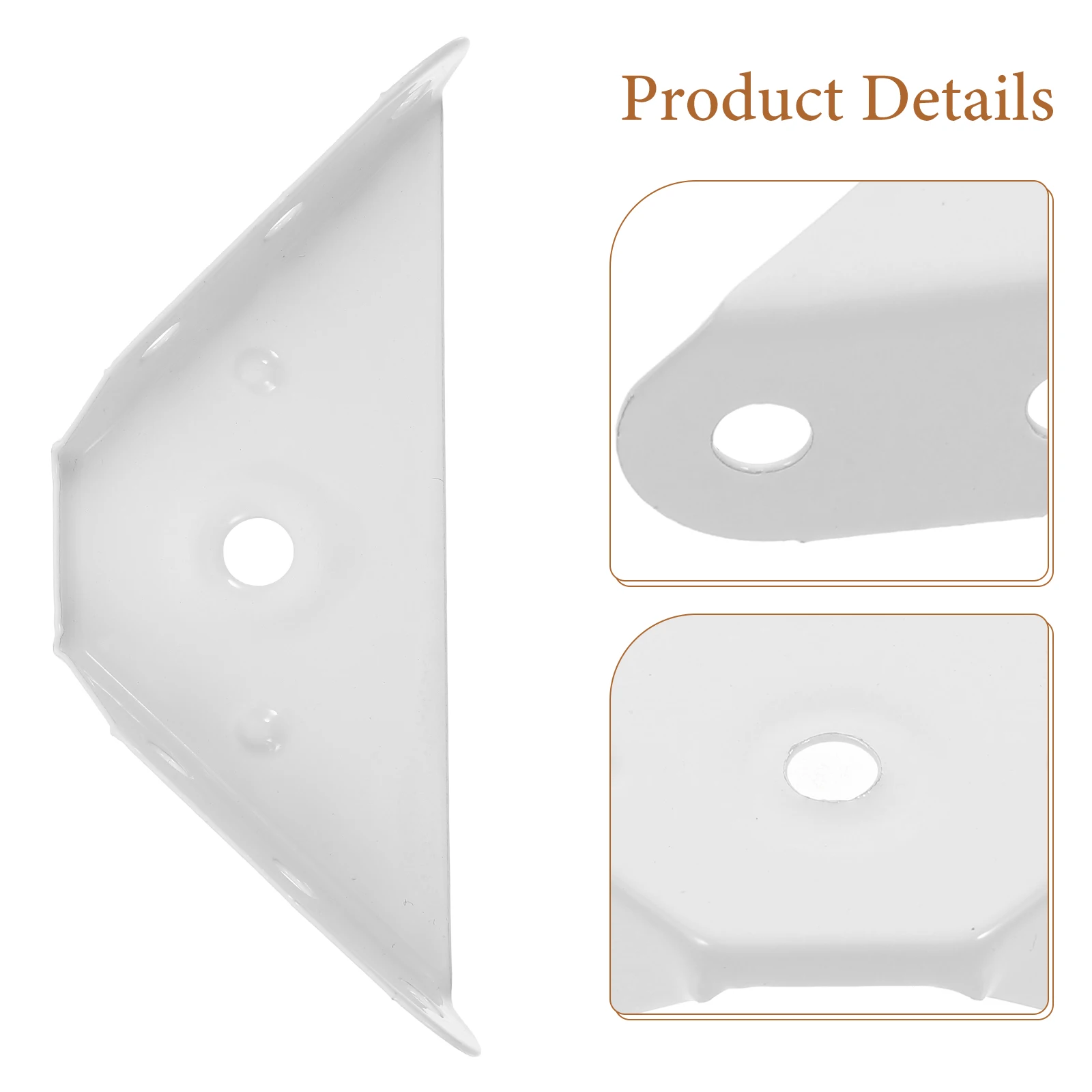 

20pcs Stainless Steel Brackets White Triangle Corner Braces for Cabinets Furniture Shelves Wardrobes Supports Hardware