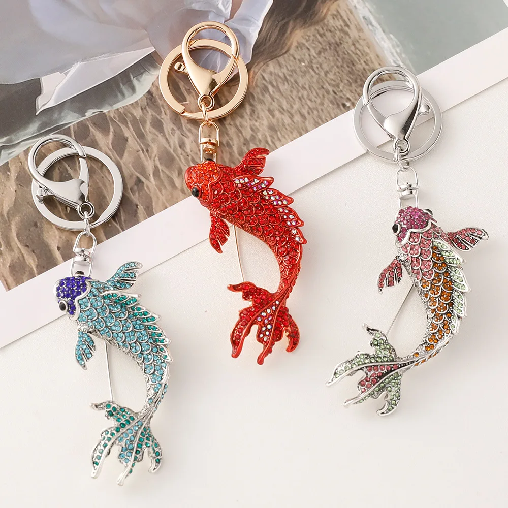 Hot fish Keychain animal Koi carp fish Pendant Keyring for Women Men Car Key Holder Gift