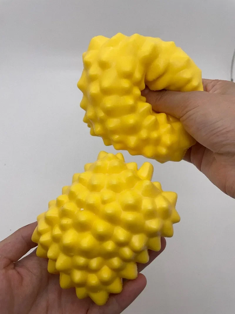 Durian Crunchy Building Block Squeeze Ball Handmade Fruits Squishy Stress Ball, Popping Sound Fidget Vent Toy, Soft Squeeze Dec