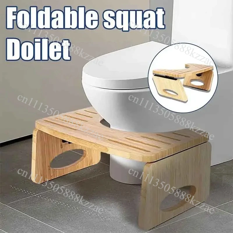 Collapsible Toilet Squat Stool Foldable Toilet Stool Bamboo Footstool Portable Step For Home Bathroom Bamboo Flip Potty Stool