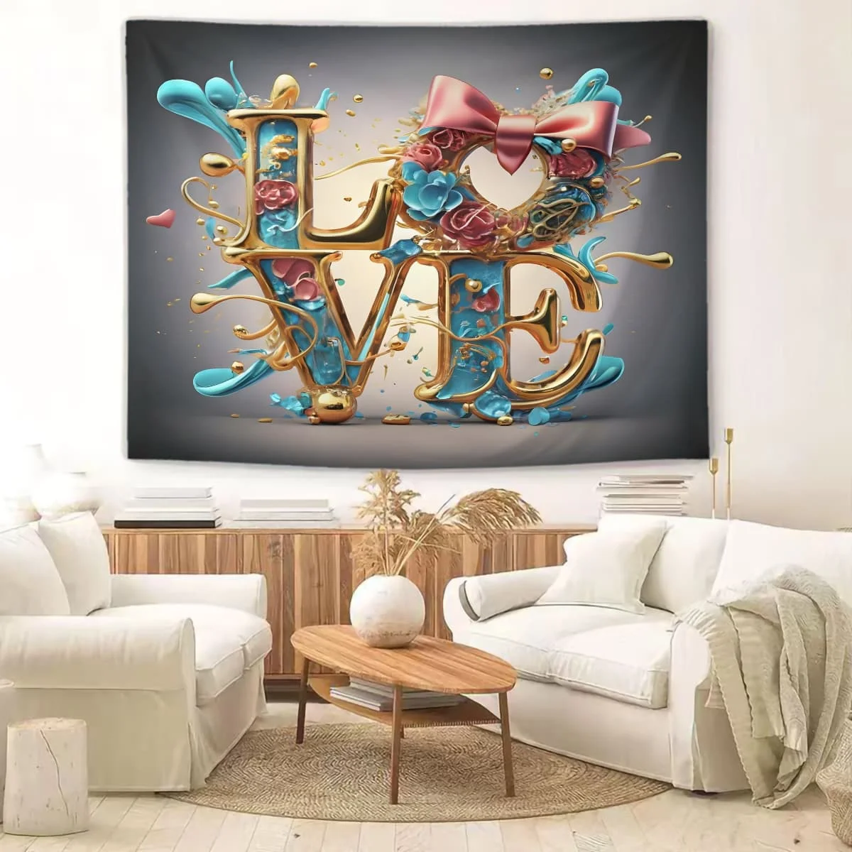 

Фиолетово-золотая корона «Я люблю тебя» Гобелен: стиль с цветочной короной, идеальный декор стен для гостиных и общежитий, для элегантных романтических любителей