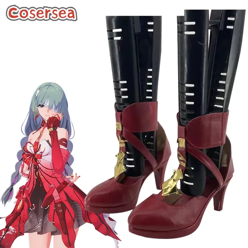 

Cosersea Phrolova Cosplay Shoes Game Wuthering Waves Phrolova Mysterious Resonator Women High Heel Red PU Leather Cosplay Shoes