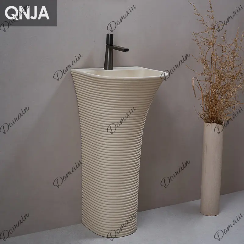 Cream wind personalized wash basin designer integrated floor-to-ceiling washstand creative art striped column basin