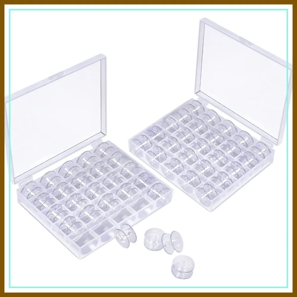 

50 Pcs Sewing Machine Bobbins, Plastic Bobbins with Bobbin Case, Fit for Brother/Singer