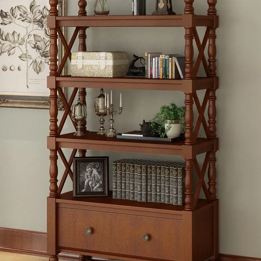 American style, bookshelf, floor, solid wood, bookcase, living room, storage