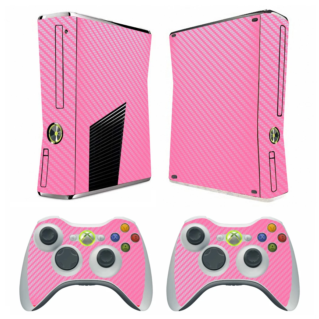 7 ألوان ألياف الكربون جلد فينيل ملصق حامي لمايكروسوفت Xbox 360 سليم و 2 تحكم جلود ملصقات