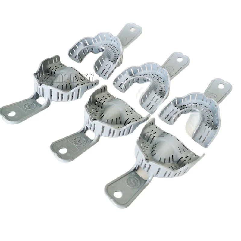 3Pair Dental Impression Trays Distal Extension Absence Edentulous Tray Plastic Oral Tools 1 Pair=1 Pcs Upper +1 Pcs Lower