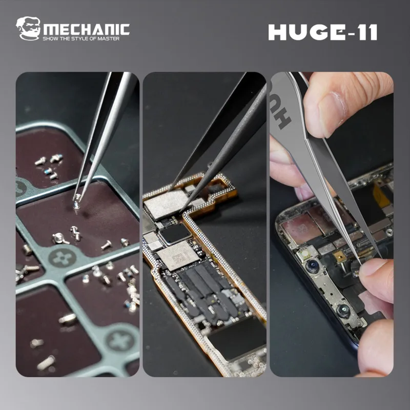 MECHANIC HUGE-11 Nonmagnetic Tweezers Wide Body High Strength Anti-Corrosion Heatproof Ergonomic for Phone Repair Jewelry Craft