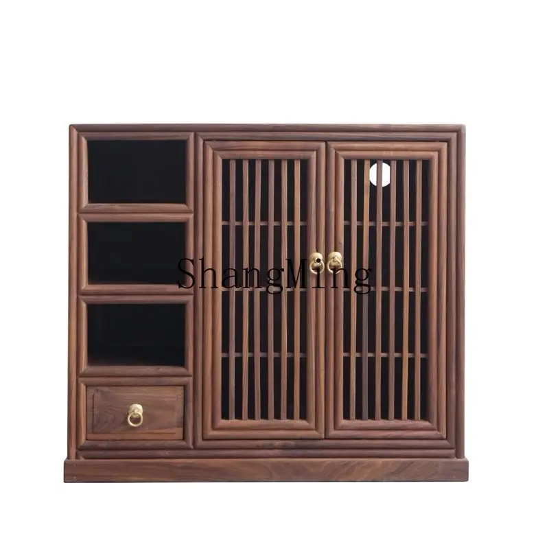SM Chinese tea cabinet solid wood balcony tea cabinet old elm integrated living room modern household cabinet