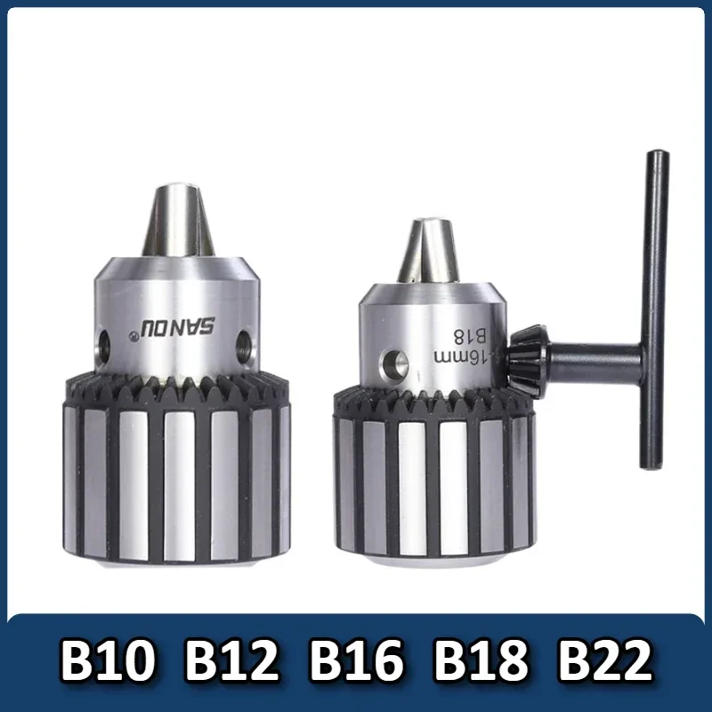 B10 B12 B16 B18 B22 Drill Chuck Taper Thread Wrench Rotation Clamping Drill Chuck 5 13mm 16mm 20mm Wrench Chuck Heavy