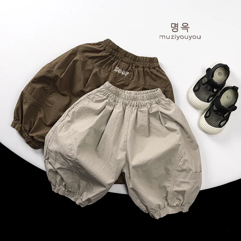 

Детские брюки UNITIM для мальчиков, весна 2026, однотонные, для новорожденных, шаровары из чистого хлопка с эластичным поясом, свободные брюки для малышей