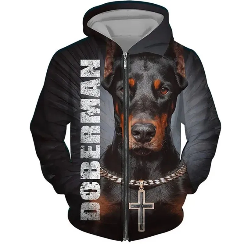 

New undershirts, men and women, 3D graphics of dogs, recreational animals, PVD, zip-up coats, sports zippers