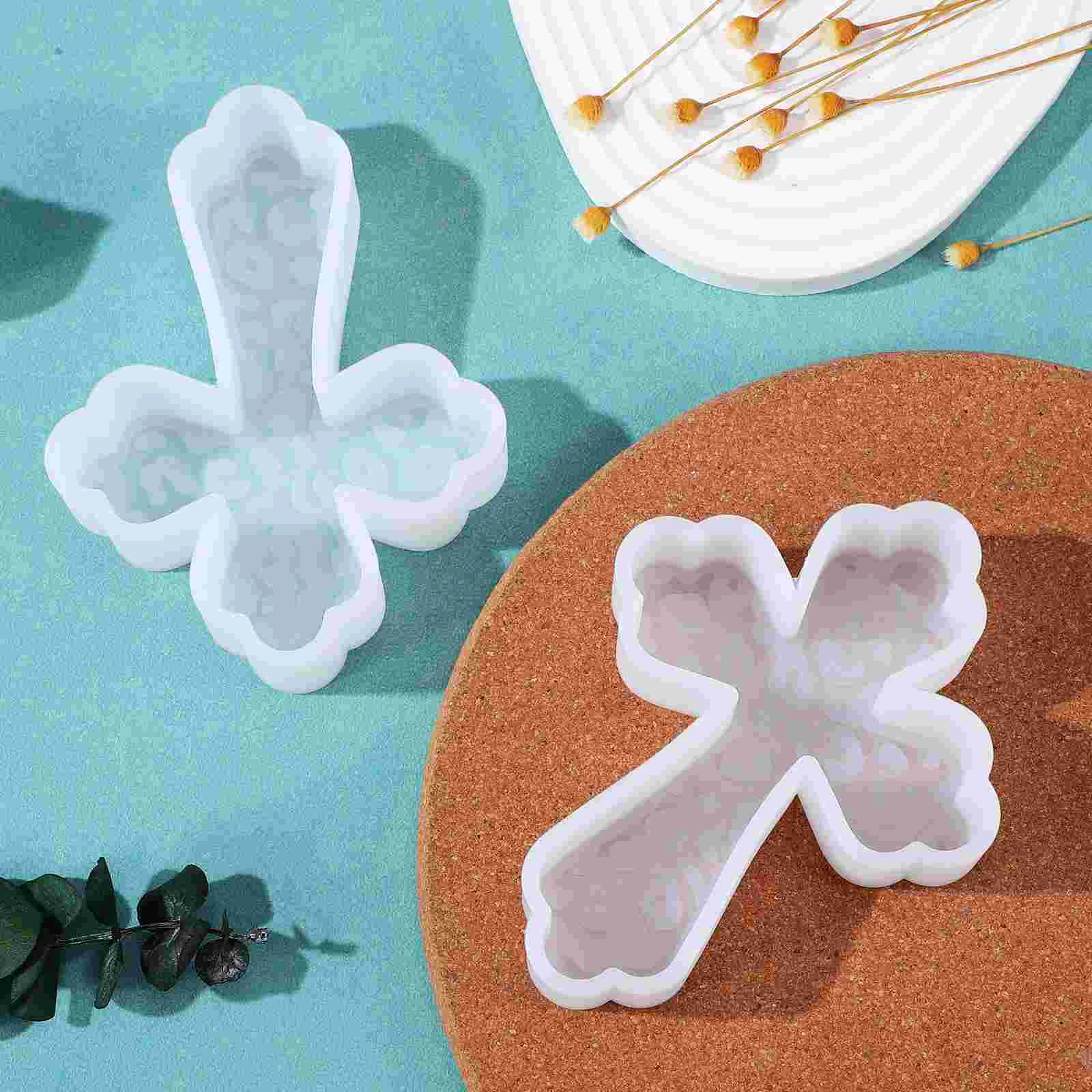 2Pcs Cross Plaster Mold Silicone Necklace Epoxy Resin Craft Reusable Pendant Keychain Wax Jewelry Car Freshener Decor nament