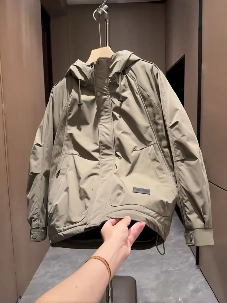 

Модная мужская куртка-сплайс с капюшоном в рабочем стиле, повседневная, универсальная, ветрозащитная, осенне-зимняя, новинка