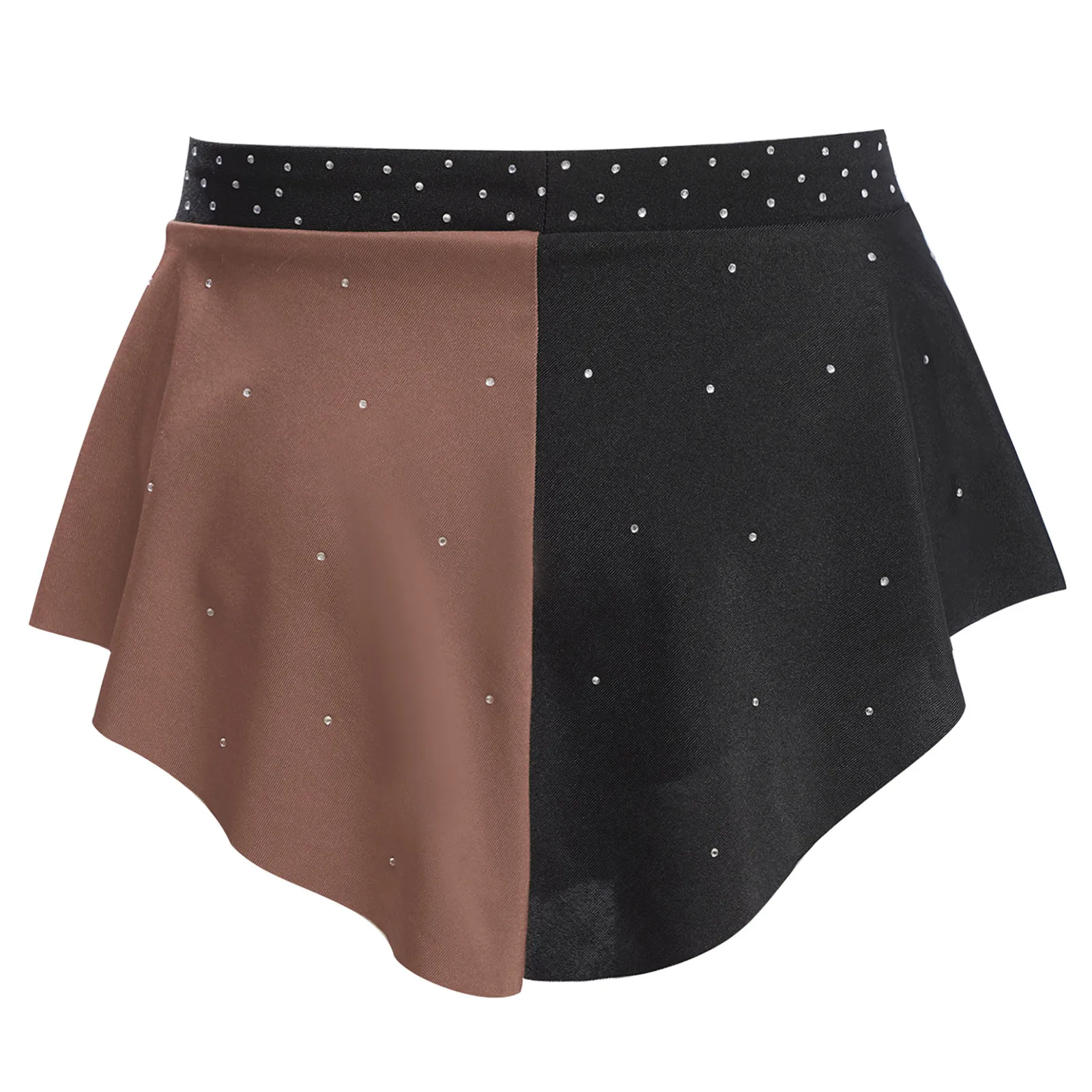 Kids Girls Modern Lyrical Dance Skirt Shiny Rhinestones Color Block Elastic Waist Skirts for Ballroom Jazz Ballet Dance Costume