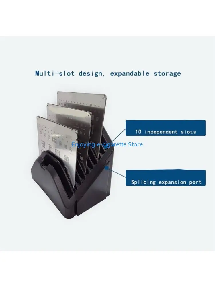 Black ABS Repair Stencil Storage Box with Divider Layout and Front Opening Reach for Small Board Desk Arrangement Daily Y4QF