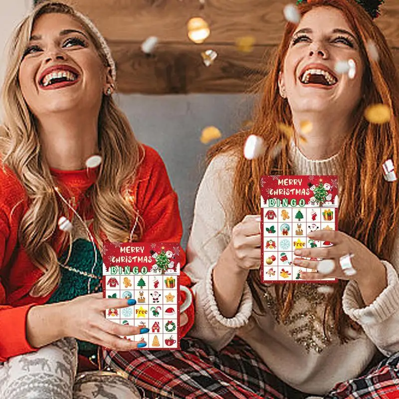 Jeu de cartes de rassemblement de Noël, 24 joueurs, jeu de cartes en papier coule pour Noël, activité saisonnière d'amis, école, jeu à la maison