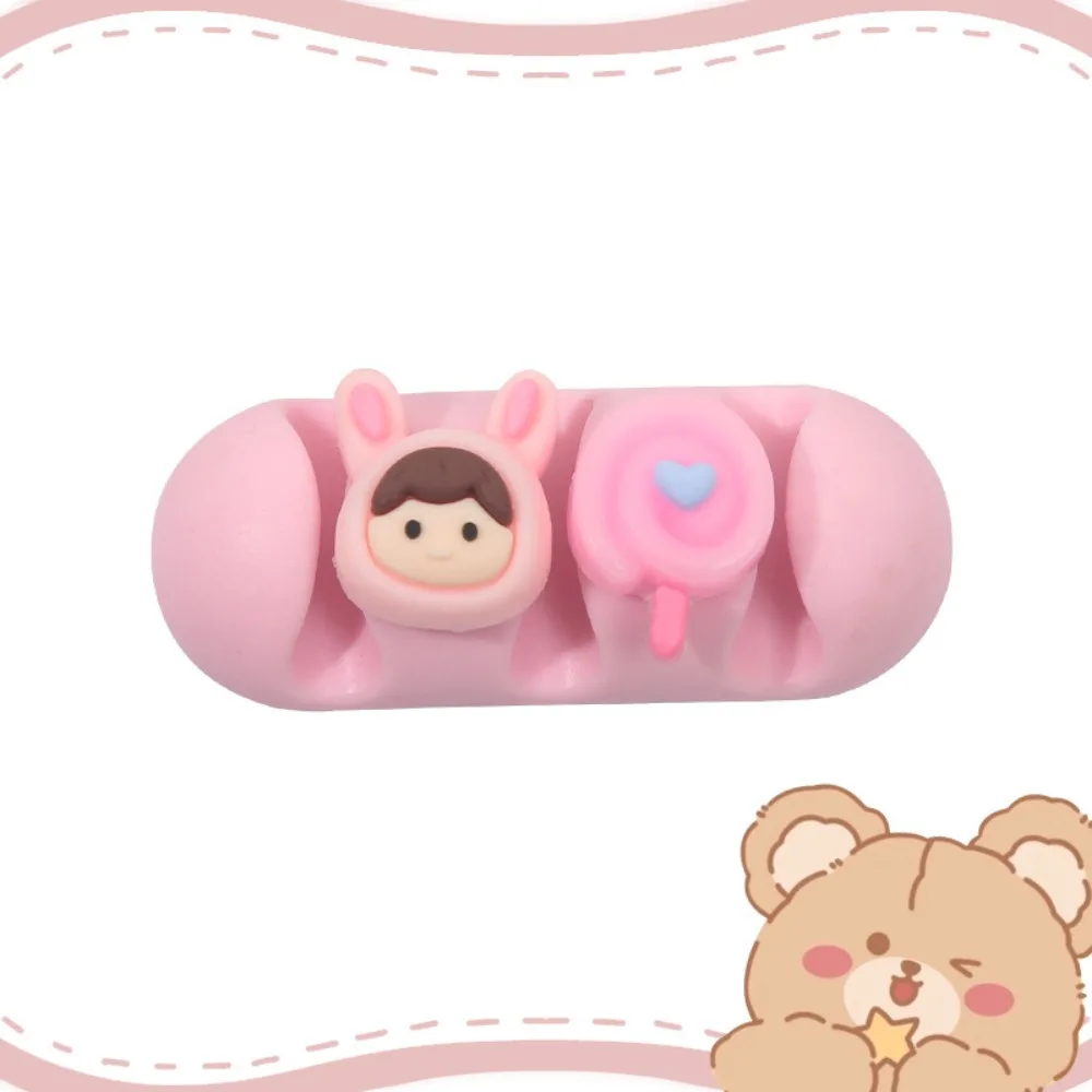 ตัวป้องกันสายไฟการ์ตูนสาย Winder ซิลิโคนยืดหยุ่นโต๊ะสาย USB Organizer การ์ตูนสายคลิป Kawaii สาย