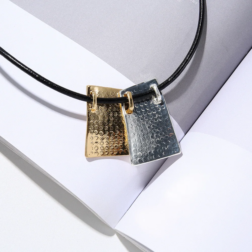 European and American fashionable rectangular brushed short chain environmentally friendly women's jewelry short necklace