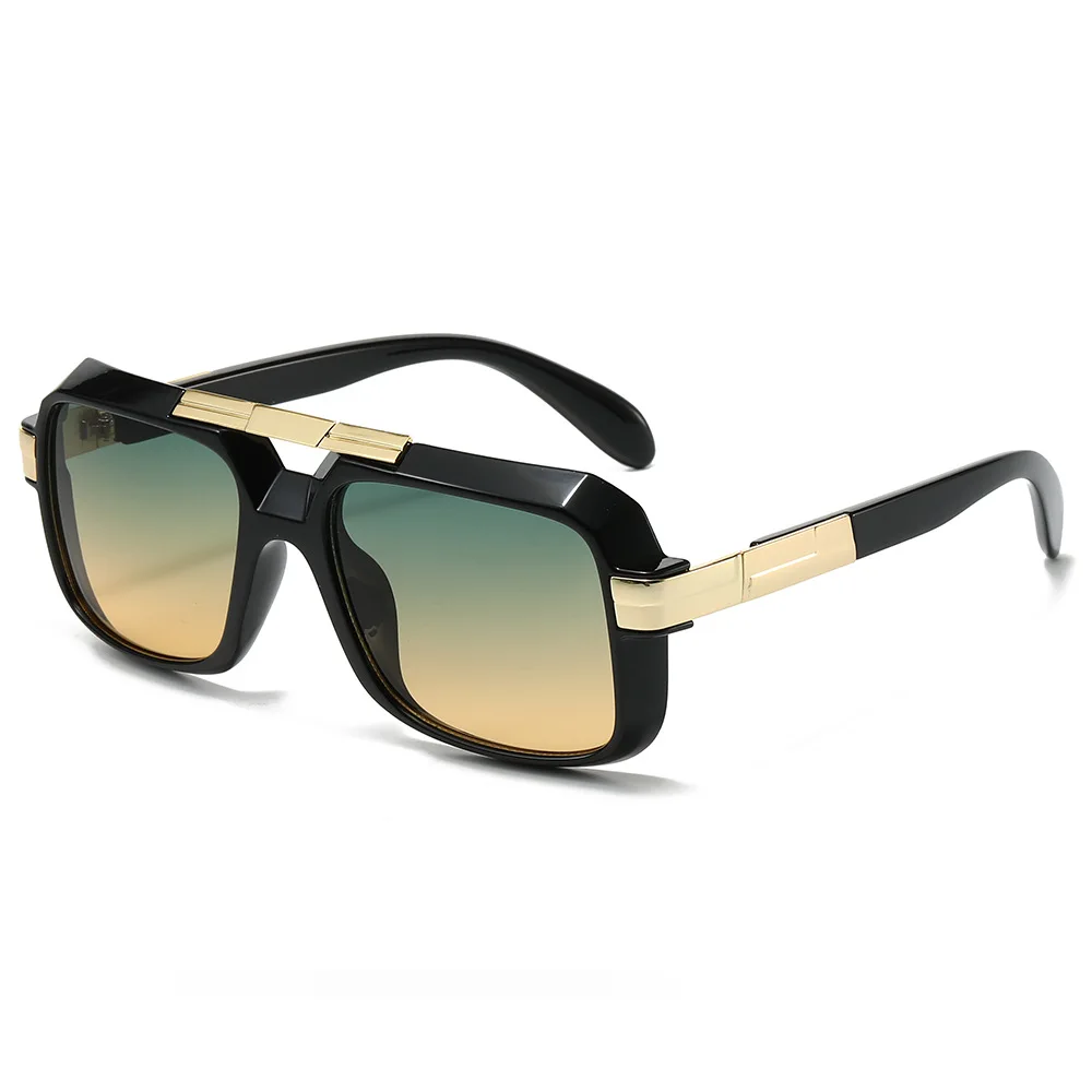 Retro Sonnenbrille Männer Quadratischen Stil Doppel Strahl Pilot UV400 Sonnenbrille Mode