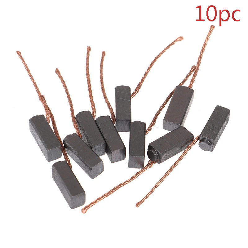 10pcs Conductive Copper Carbon Brushes Wire Leads 5*6*14mm for Generator Generic Electric Motor Durable Mini Carbon Brushes