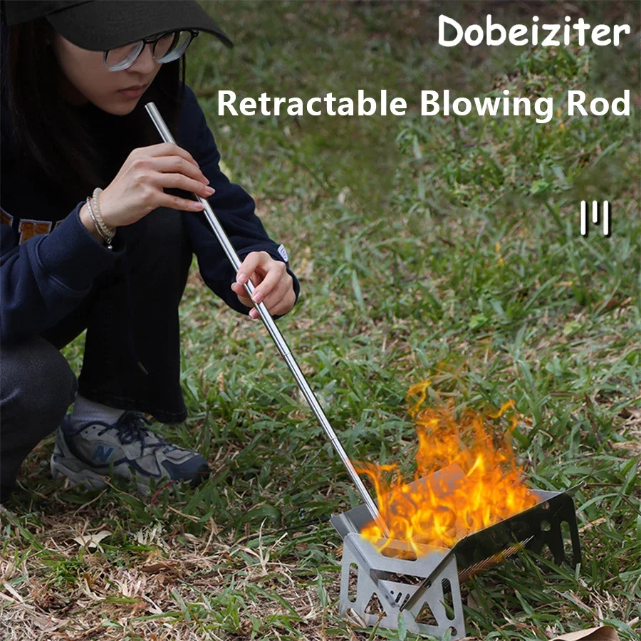 Stainless Steel Blowpipe Pocket Bellow Collapsible Air Blow Stick Campfire Fire Tool Outdoor Bushcraft Camping Hiking Cooking image 2