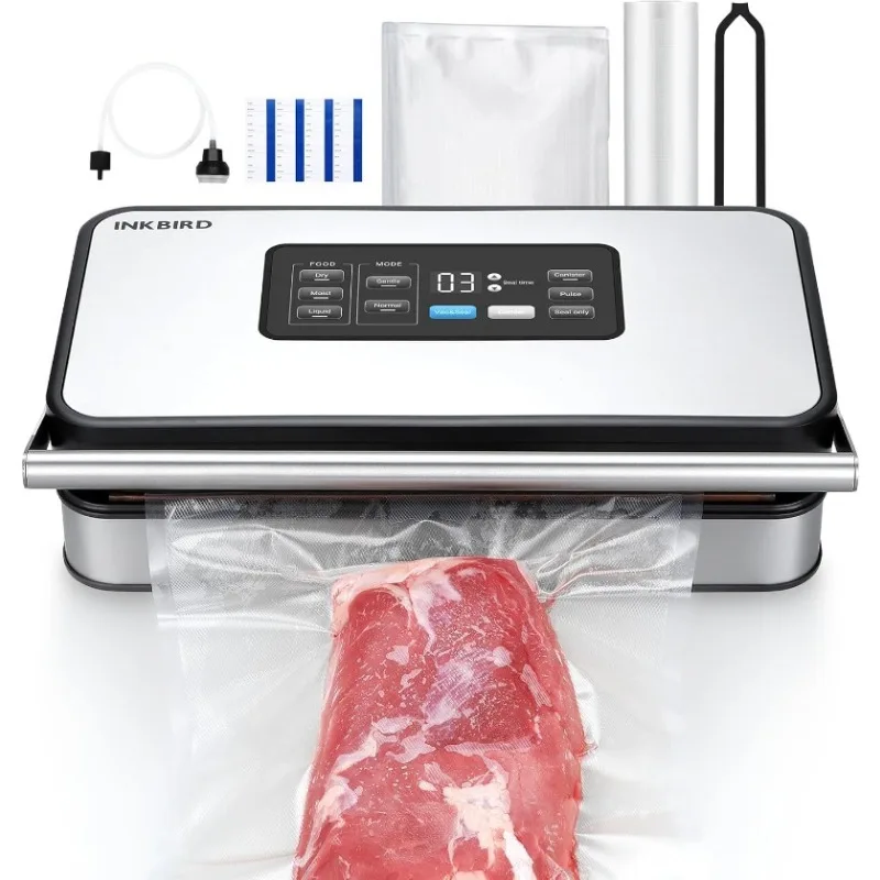 INKBIRD Food Vacuum Sealer, 160 Watts Pro Vacuum Machine with Double Pump, Food Sealer Preservation Dry/Moist/Liquid