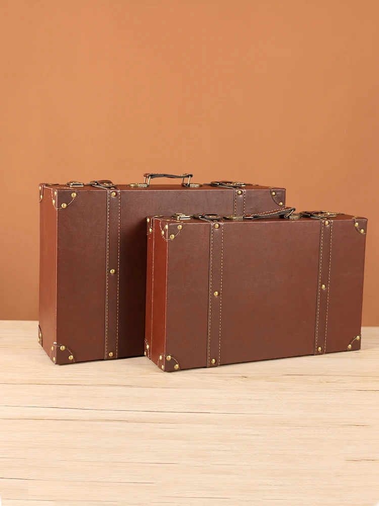 

Ретро Винтаж Ручной Кожаный Чемодан Органайзер Для Хранения Путешествия Свадебная Фотография Реквизит Деревянная Коробка Европейский Sle Домашний Декор