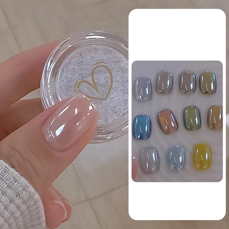 White Chrome Nail Powder Super Glossy Clear Mirror Effect Smooth Pearl Glitter Pigment White Ice Transparent Moonlight Powder