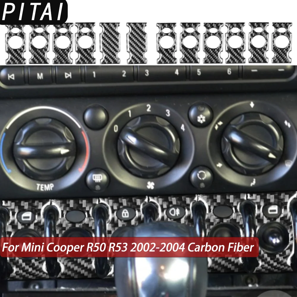 For Mini Cooper R50 R53 2002-2004 Carbon Fiber Window Lift Switch Panel Decoration Strips Car Interior Decor Accessories Sticker