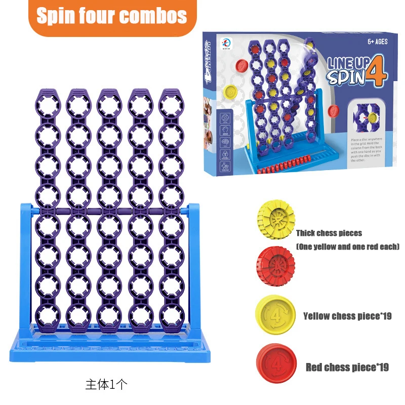 Connect 4 In A Line Board Game Four In Row Rotating Chessboard Funny Family Parent-child Interaction Toys for Kids Adults