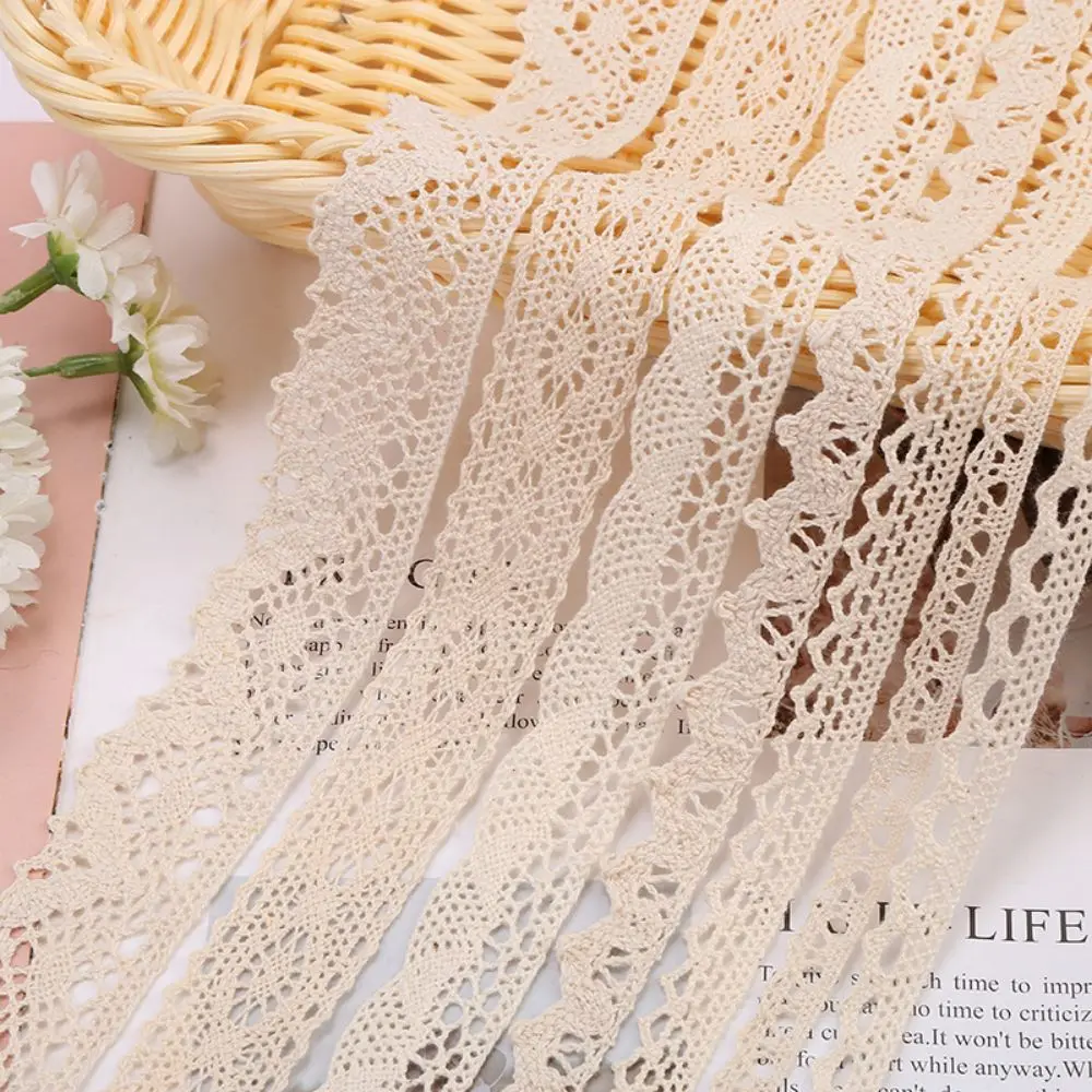 Chainho,Cotton Lace Ribbon,Knitted,Beige Or Bleach Color,DIY Handmade Material,Wedding Party/Craft & Gift Decoration,5 Yards