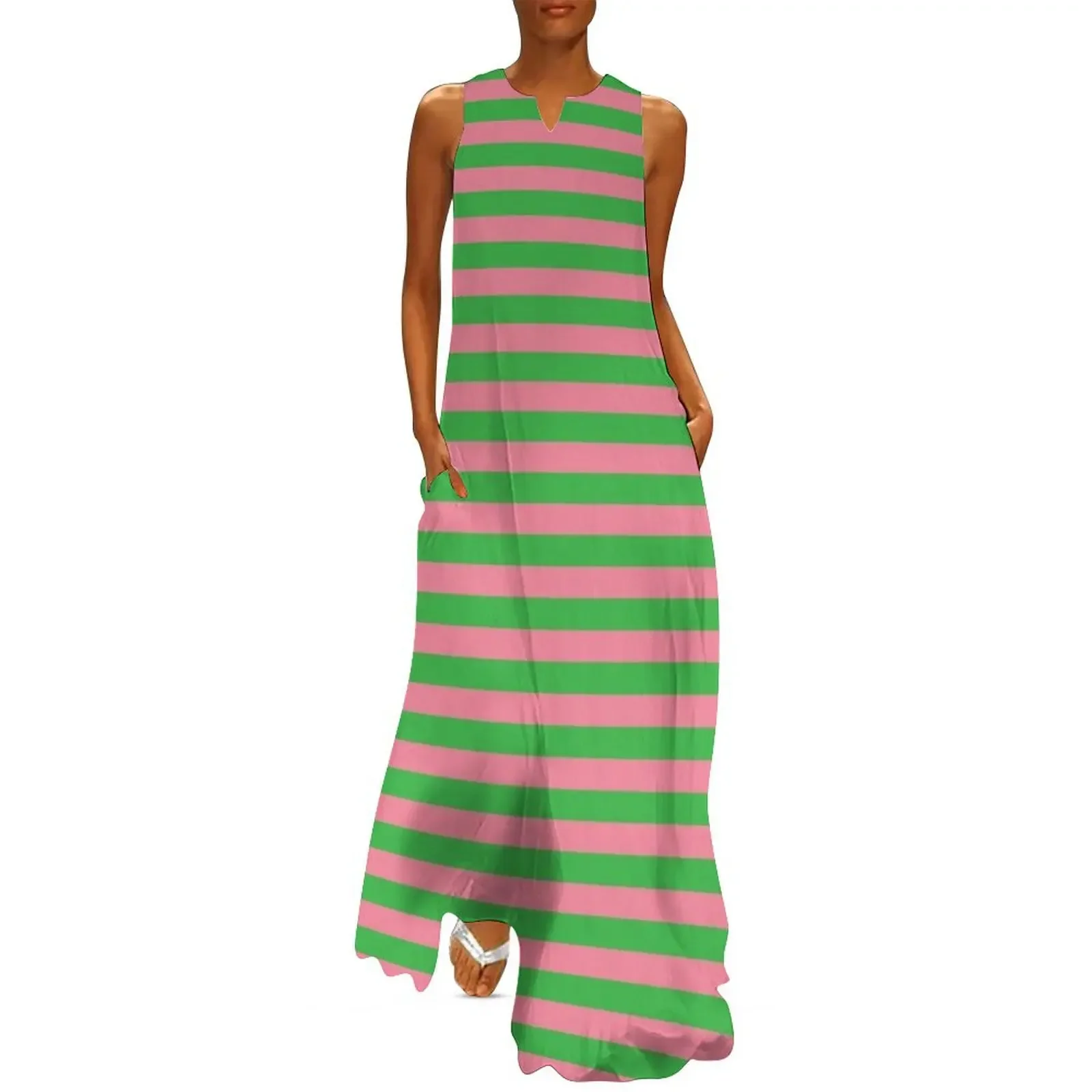 

Pink and Green Horizontal Stripes Long Dress Women's clothing dresses for womens 2025 Party dresses Dress