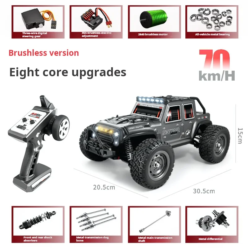 

To climb 4WD RC Car 1:16 70KM/H With Led Lights 2.4G Radio High Speed Brushless Motor Remote Control Off-Road Cars for Children