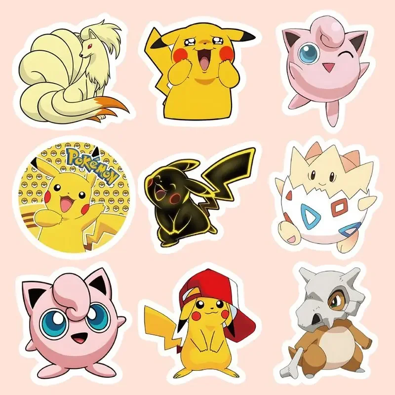 100 sztuk Pokemon Pikachu naklejki fajne Anime naklejki DIY deskorolka telefon Laptop wodoodporna śliczna naklejka z motywem kreskówkowym zabawki dla dzieci wystrój