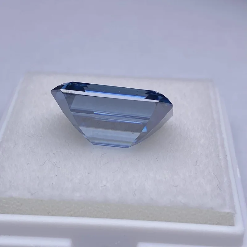 PirmianaTop Quality Original Sapphire Blue Color Moissanite Stone  GRA Report  Emerald Cut Hand Made Gemstone