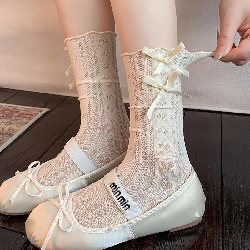 

bow Japanese harajuku y2k 2000s Lolita cosplay cute girls item japanese style 2000s white stockings compression stockings woman