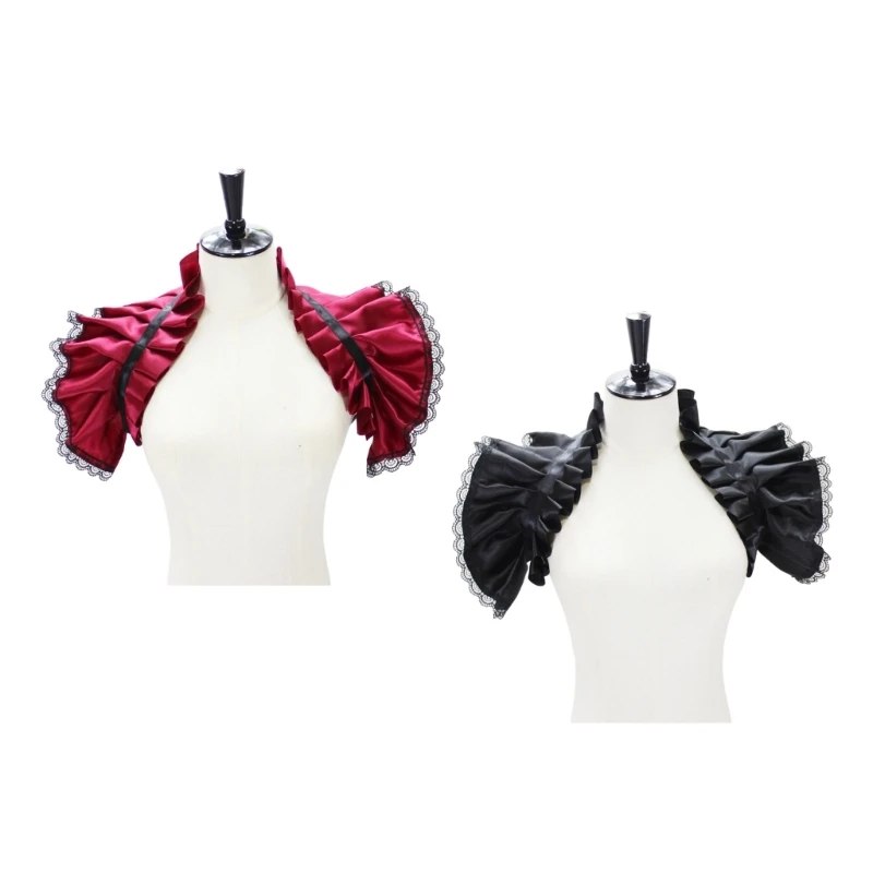 ผู้หญิง Victorian Ruffled ปลอมคอ Lace-Up ริบบิ้น Gothic Vintage Shrug Shawl Dropshipping